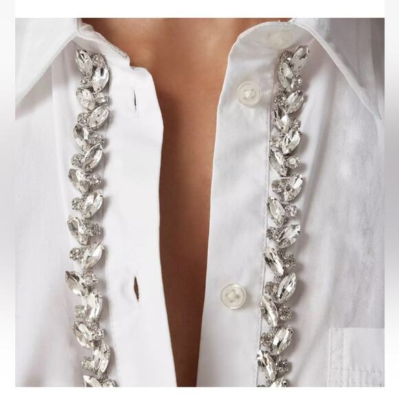 Embellished Garçon shirt with tulle in cotton poplin Size 10 CF452 - Picture 3 of 6